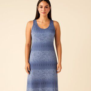 Elegant Floral Blue Sheer bottom Maxi Dress ombre colours Made in Canada